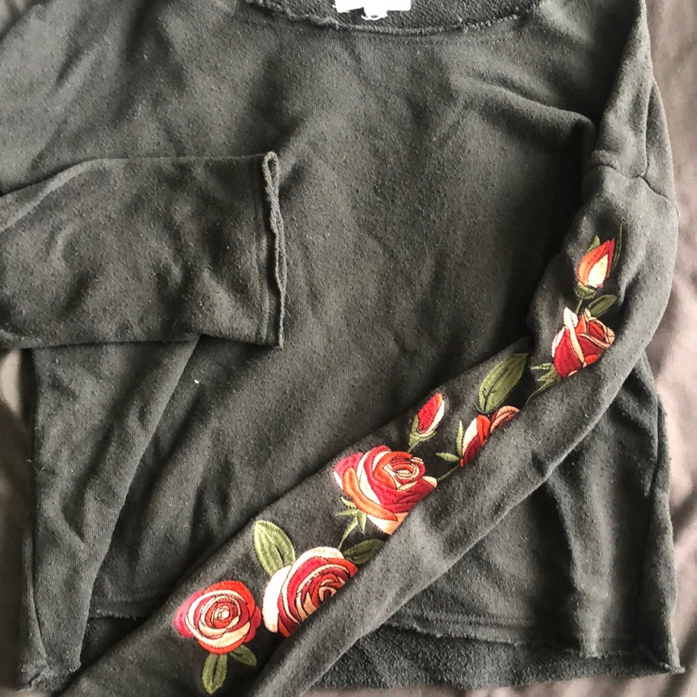 Black sweater with roses